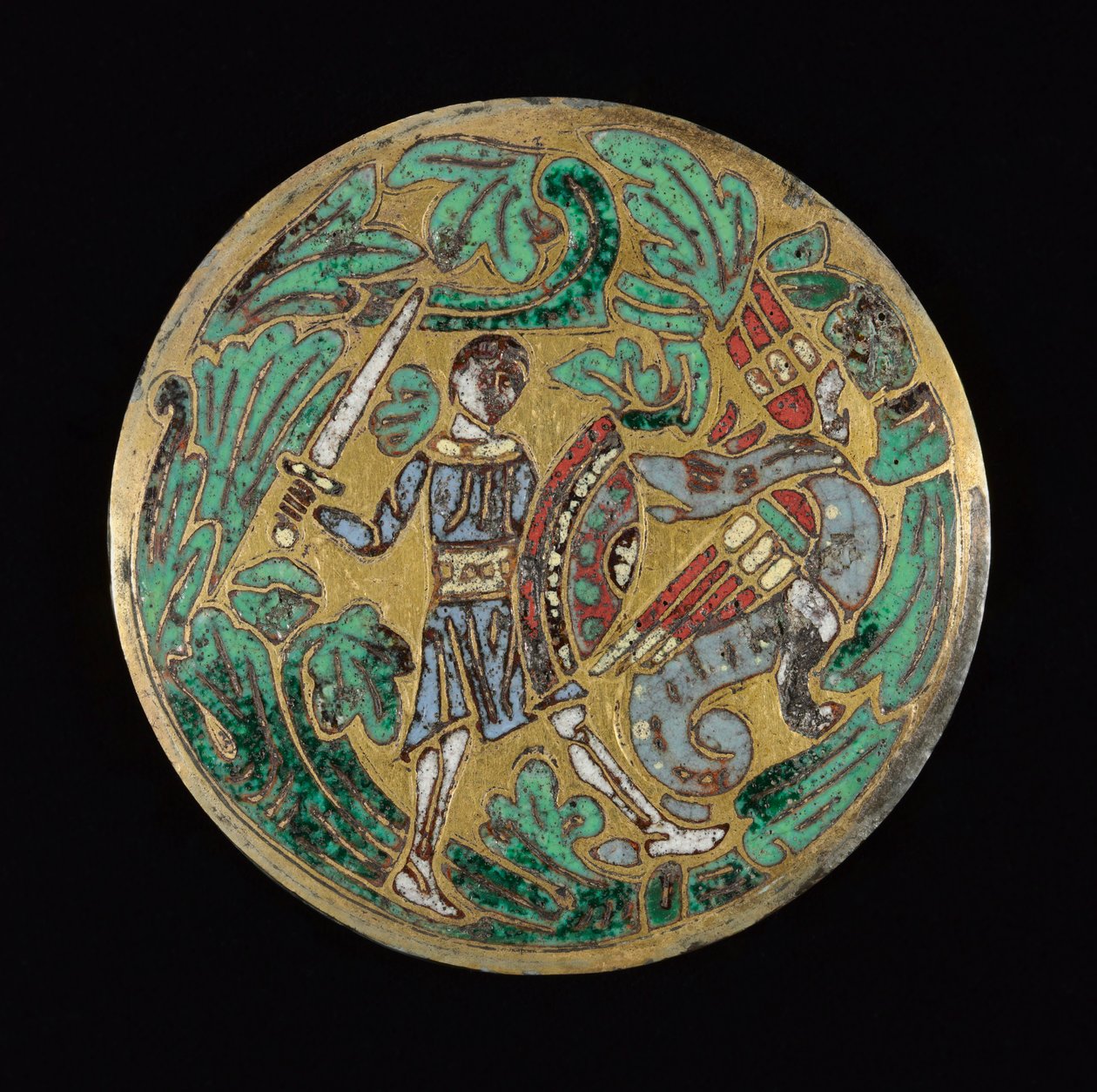 Guerreiro lutando contra um dragão, c. 1170-1180. de Unbekannt