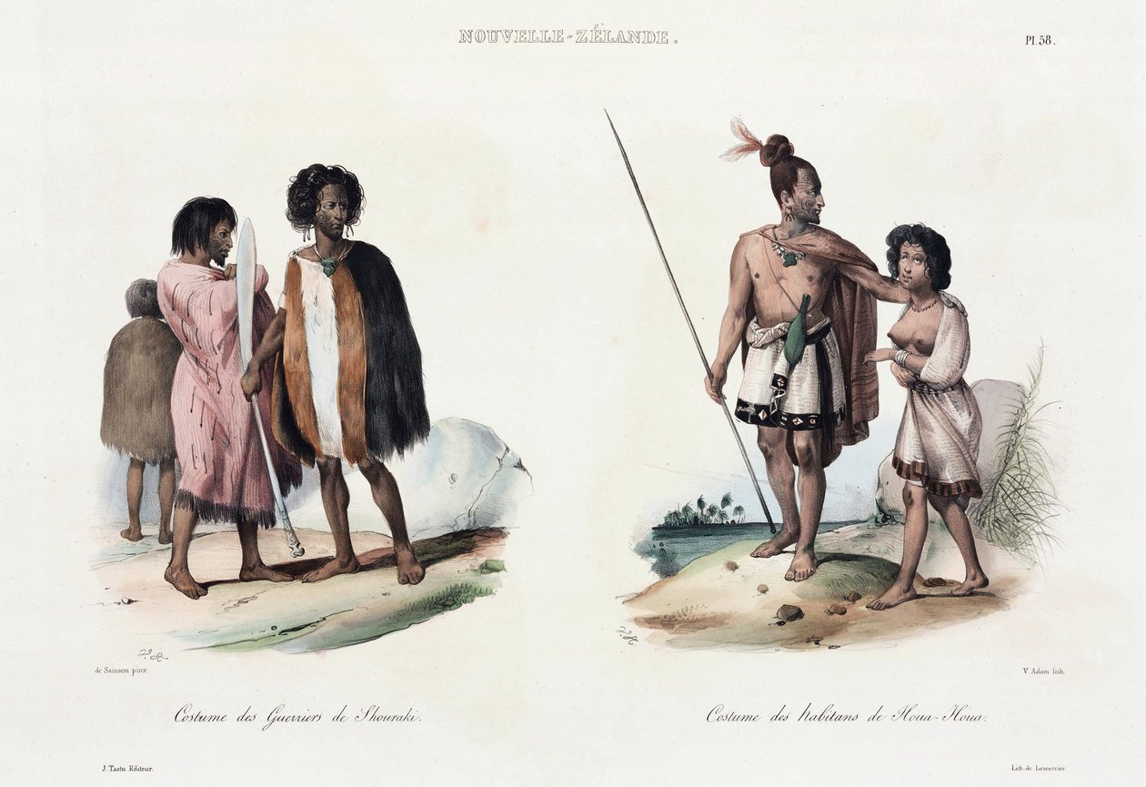 Guerreiros de Shouraki, e habitantes de Houa Houa, Nova Zelândia de Unbekannt