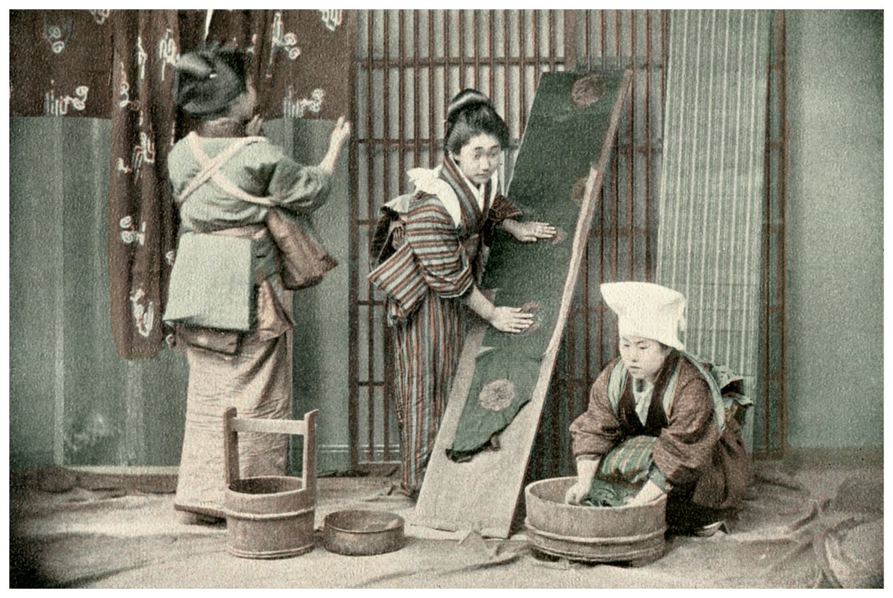 Lavando quimonos, Japão, 1904 de Unbekannt