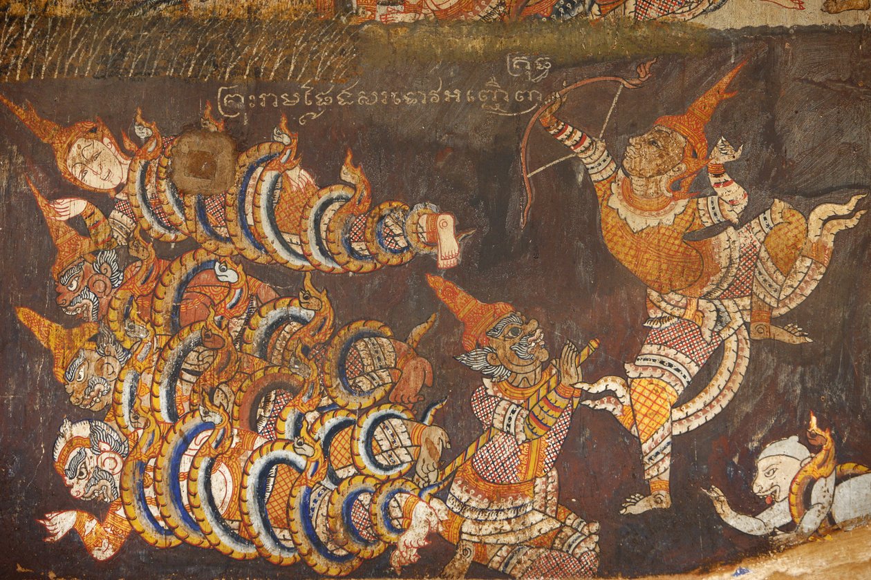 Wat Bo, Siem Reap Mural pintura do Ramayana, Siem Reap, Camboja de Unbekannt