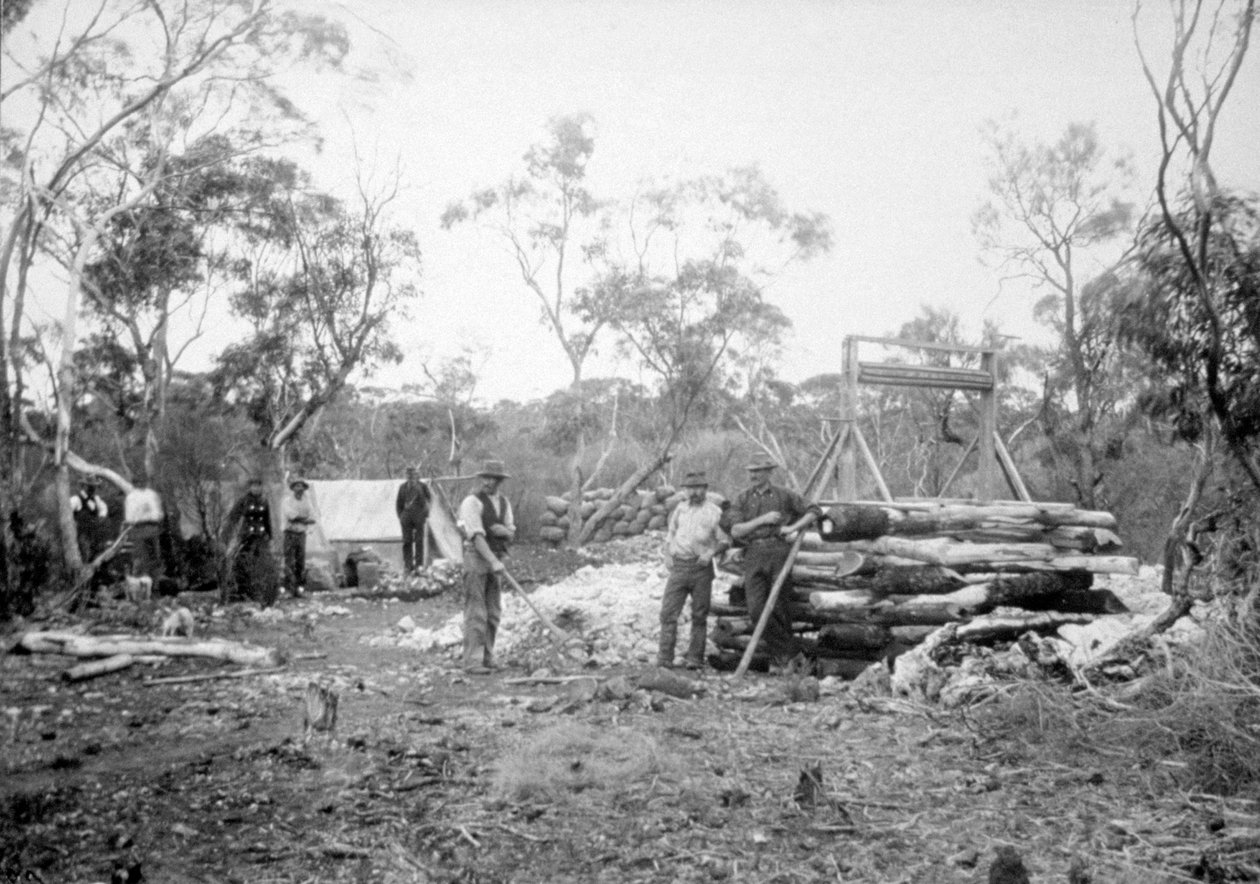 Mina de ouro da cachoeira, Boorara, Kalgoorlie, Austrália Ocidental, 1896 de Unbekannt