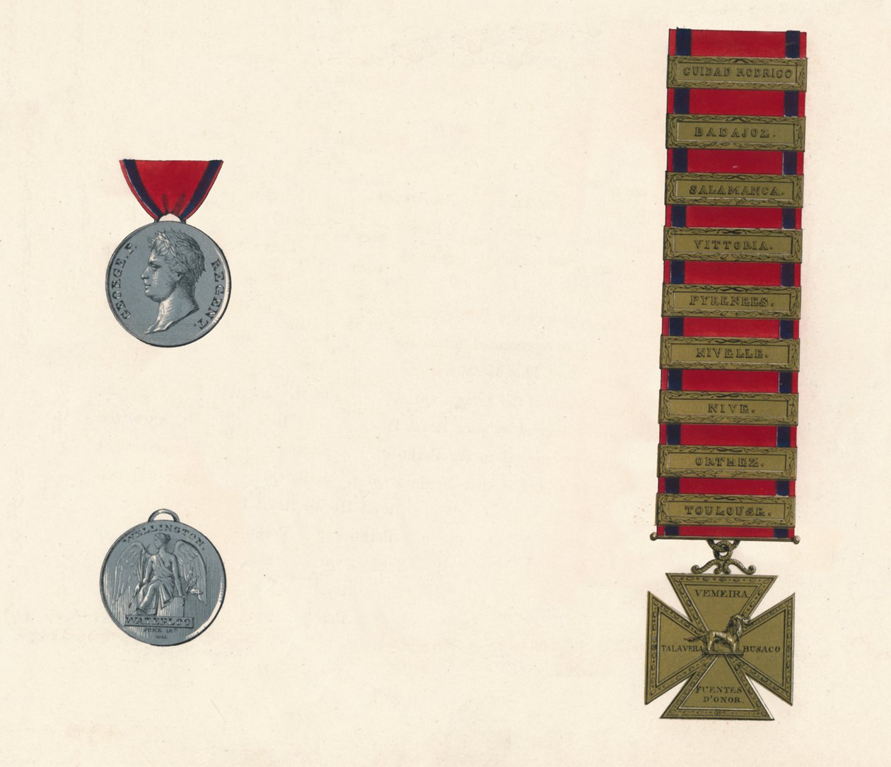 Medalha de serviço geral militar e de Waterloo 1793-1814, século c19 de Unbekannt