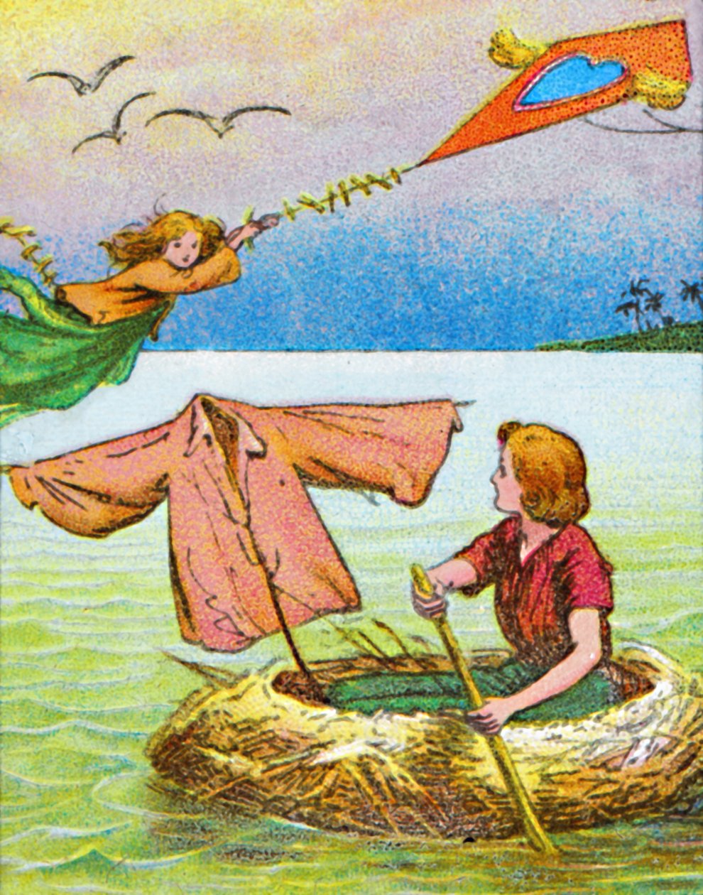 Wendy e Peter escapam, c1905. de Unbekannt
