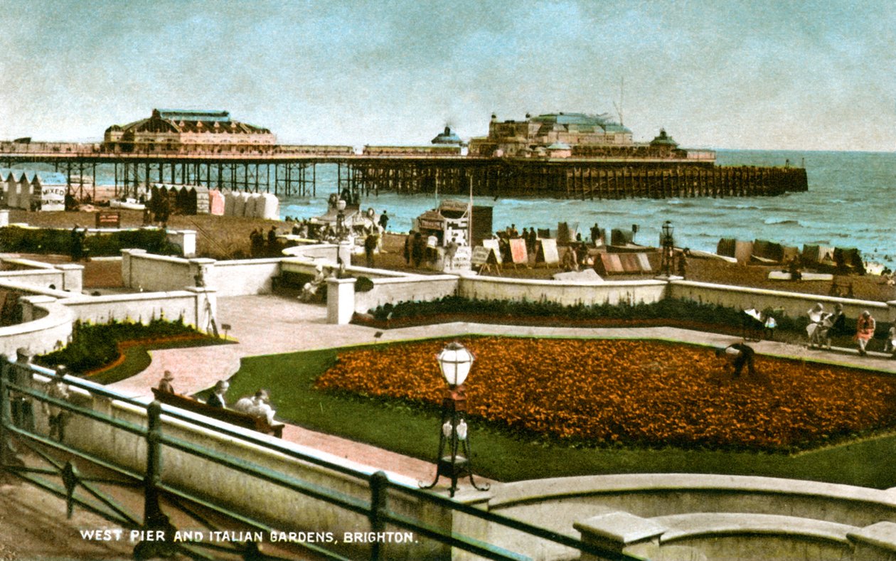 Cais ocidental e jardins italianos, Brighton, Sussex, 1928 de Unbekannt