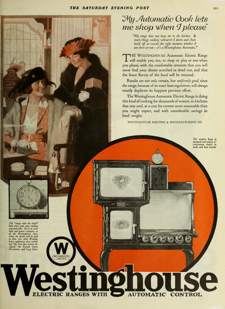 Westinghouse Electric Company, Publicidade de The Saturday Evening Post, ca 1920-1925. de Unbekannt