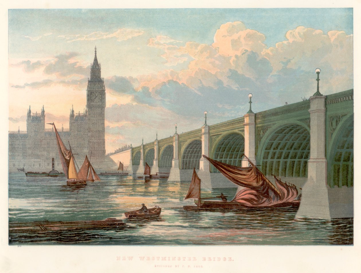 Westminster Bridge, Londres, olhando da margem sul do Tamisa, 1858 de Unbekannt