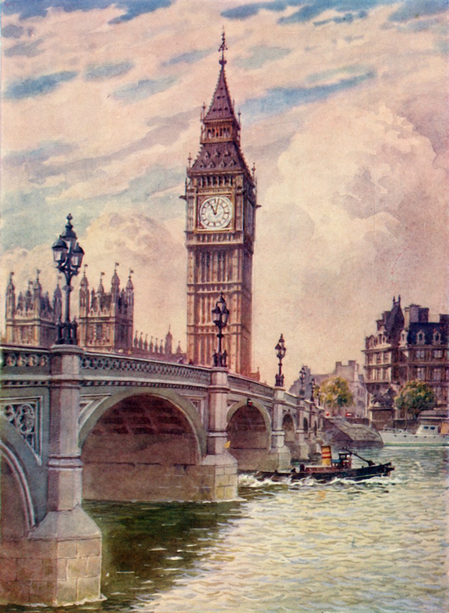 Ponte de Westminster e Big Ben, c1948. de Unbekannt