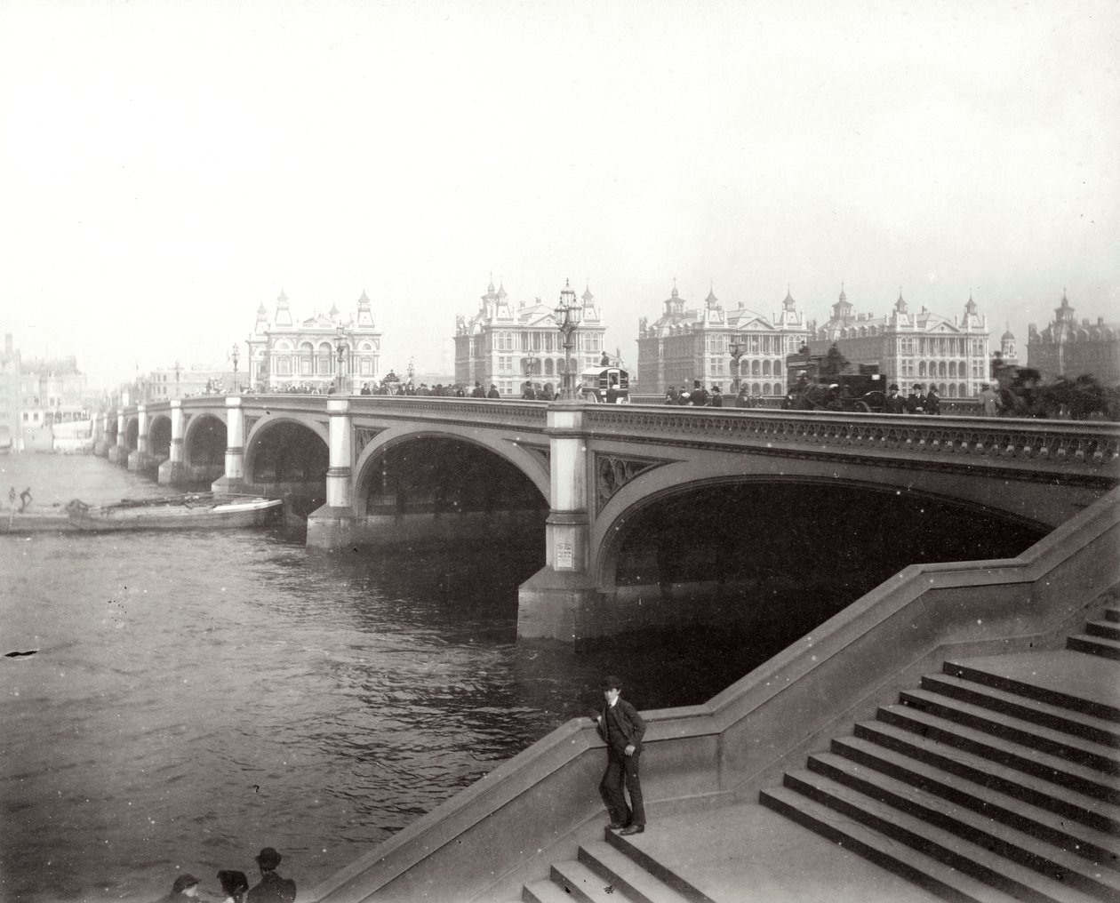 Ponte de Westminster e Hospital St Thomass, Londres, 1887 de Unbekannt