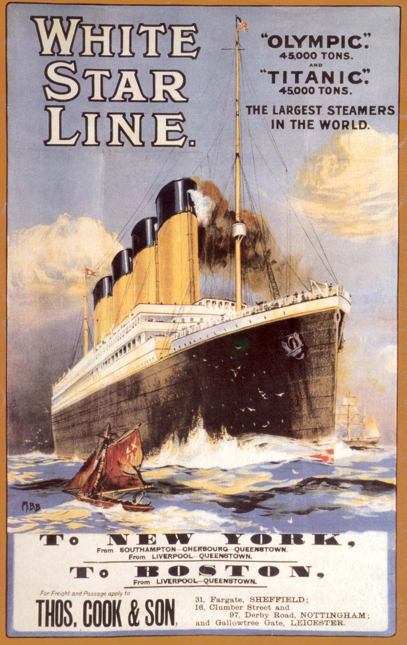 Linha de estrela branca. Titanic e Olímpico, c. 1911 de Unbekannt