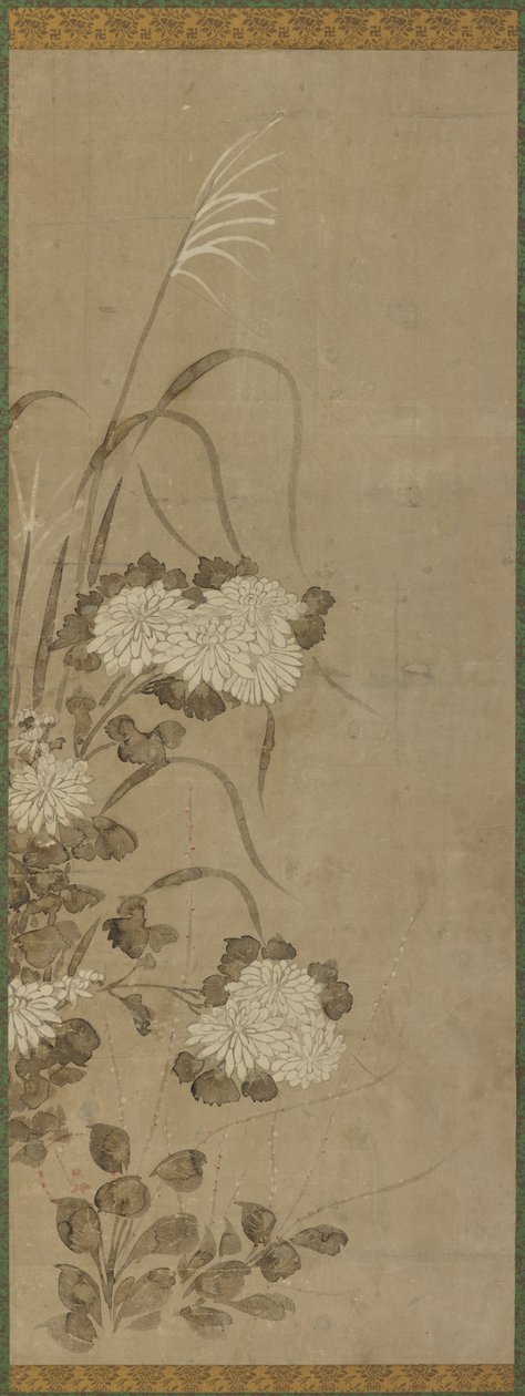 Crisântemos e gramíneas brancas, período Edo, 1615-1868. de Unbekannt