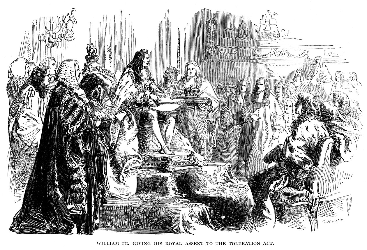 William III dando seu consentimento real à Lei da Tolerância de Unbekannt