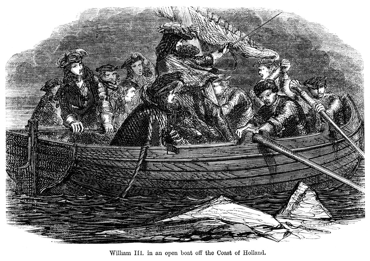 William III em um barco aberto ao largo da costa da Holanda de Unbekannt
