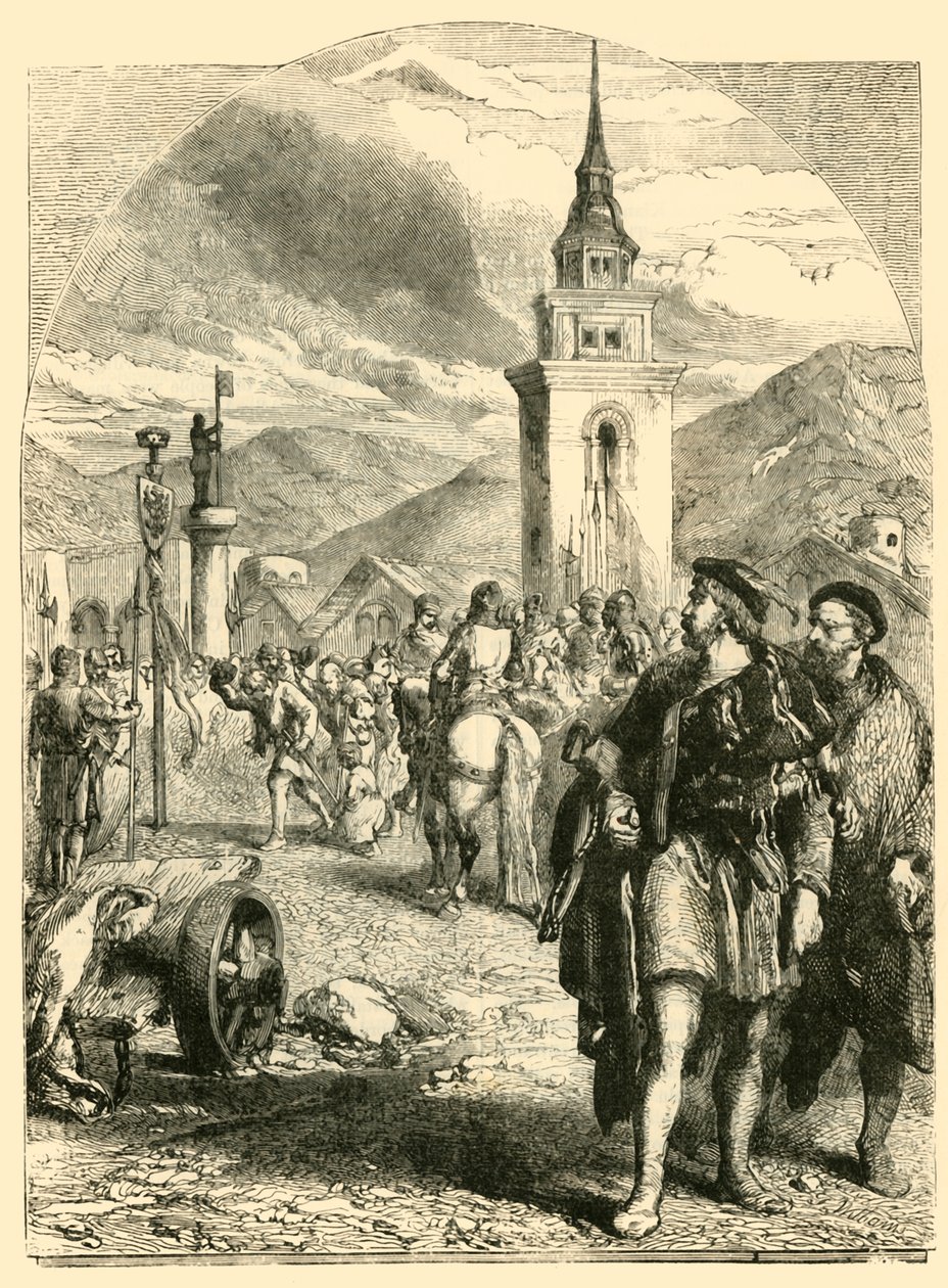 William Tell no mercado de Altdorf, 1890. de Unbekannt