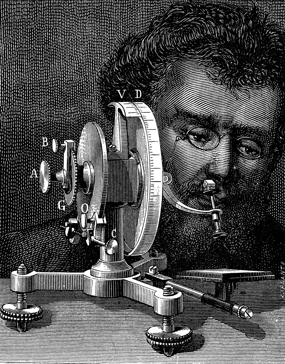 William Wollastons, refletindo o goniômetro para medir os ângulos dos cristais, 1874 de Unbekannt