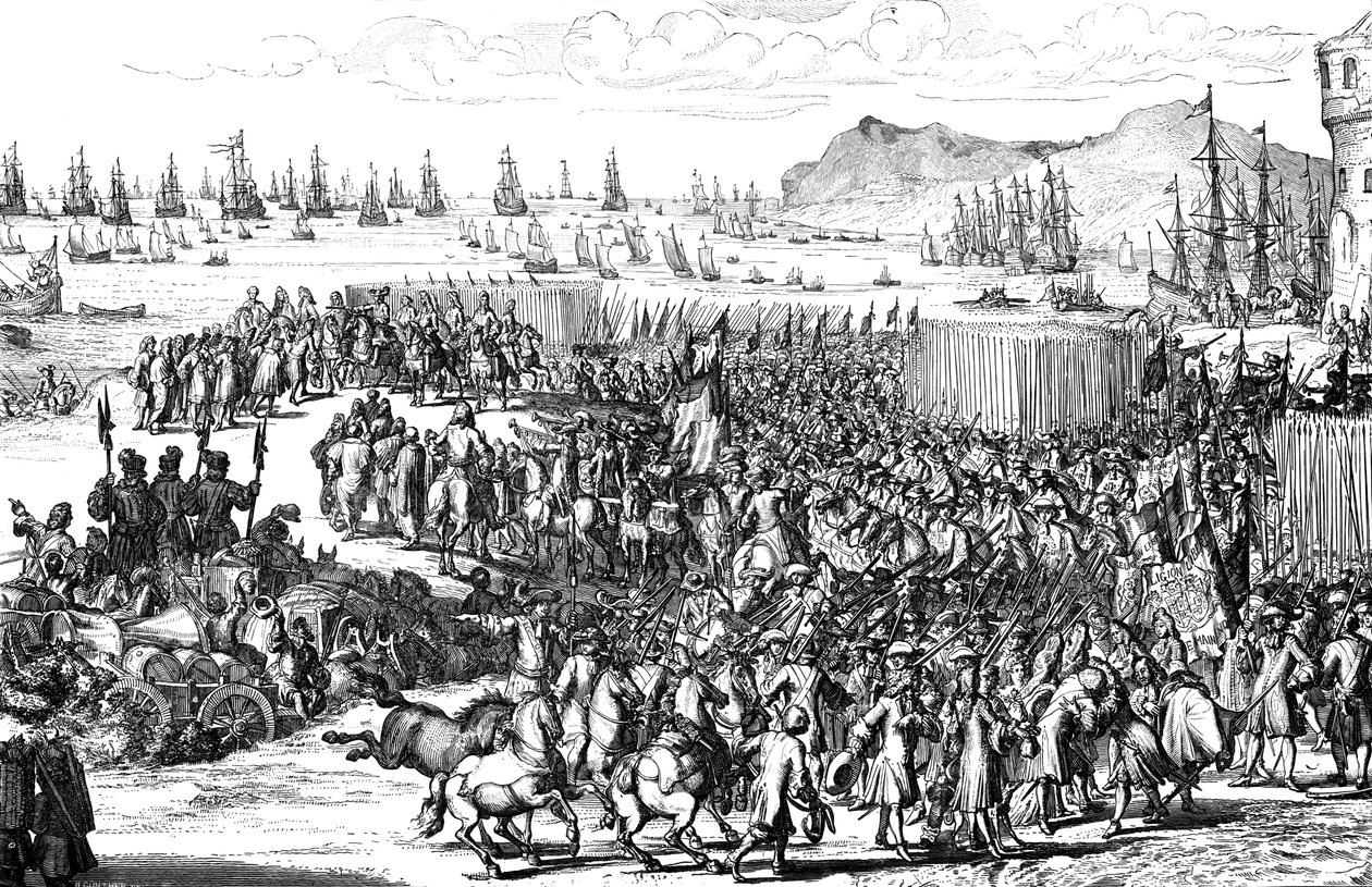 Guilherme de Orange desembarcando com seu exército em Torbay, Devon, 5 de novembro de 1688 de Unbekannt