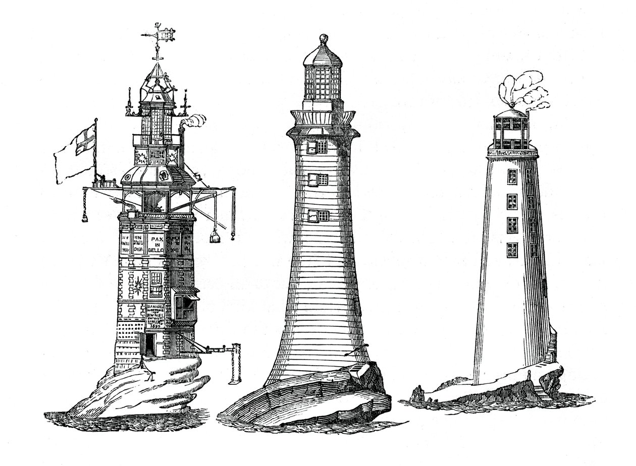 Faróis de Winstanley, Smeaton e Rudyerd, 1833 de Unbekannt