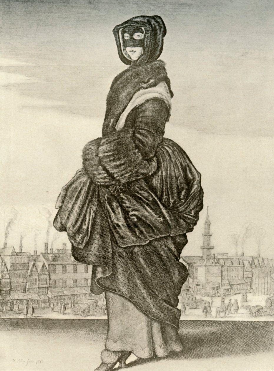 Inverno - vestido de inverno para mulher inglesa, reinado de Carlos I, c1620-1640, 1937 de Unbekannt