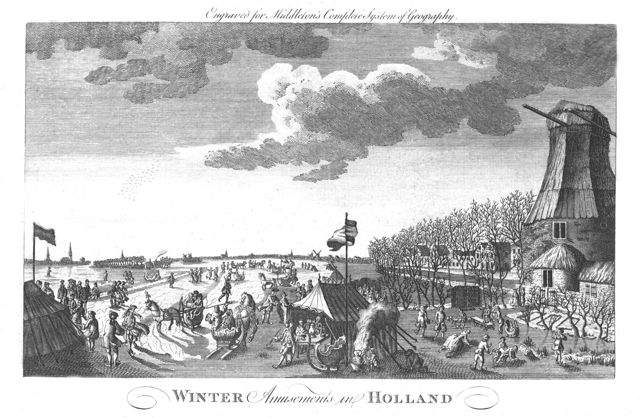 Diversões de inverno na Holanda, c1760 de Unbekannt