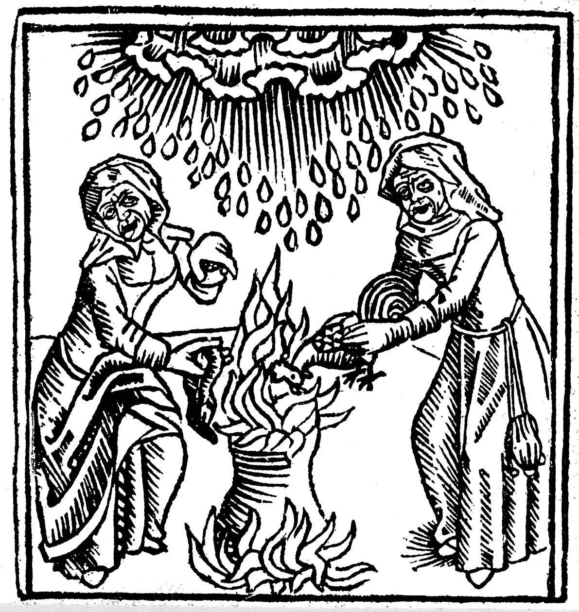 Bruxas lançando um feitiço para trazer chuva, 1489 de Unbekannt