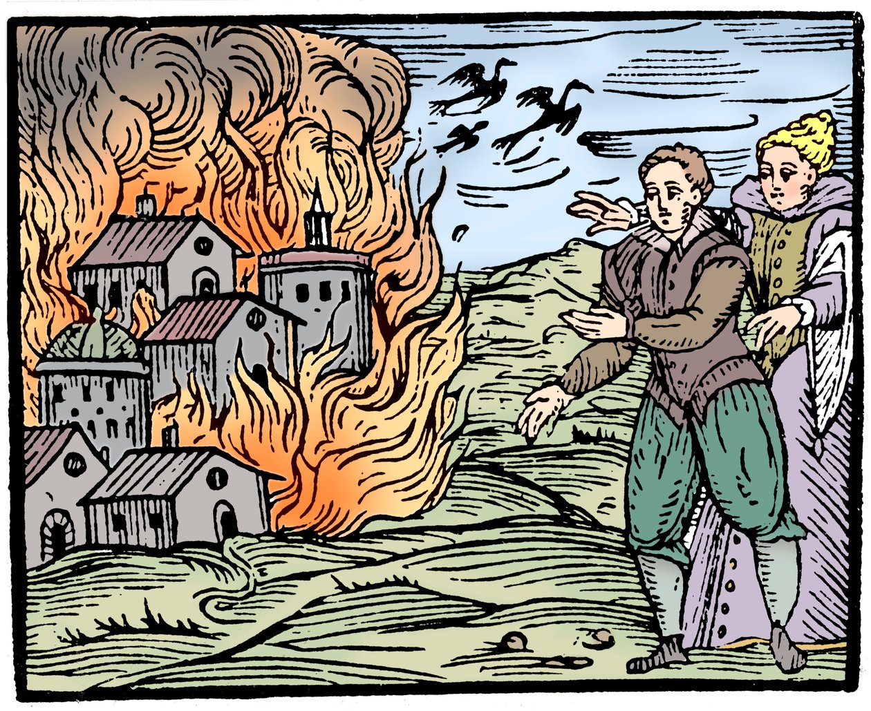 Bruxas destruindo uma casa pelo fogo - Suábia, 1533 de Unbekannt