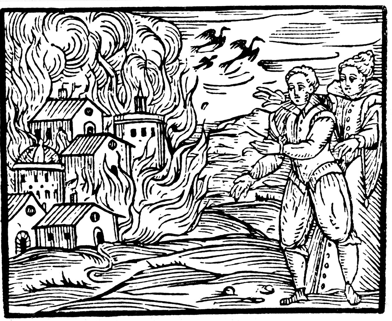 Bruxas destruindo uma casa pelo fogo - Suábia, 1533 de Unbekannt