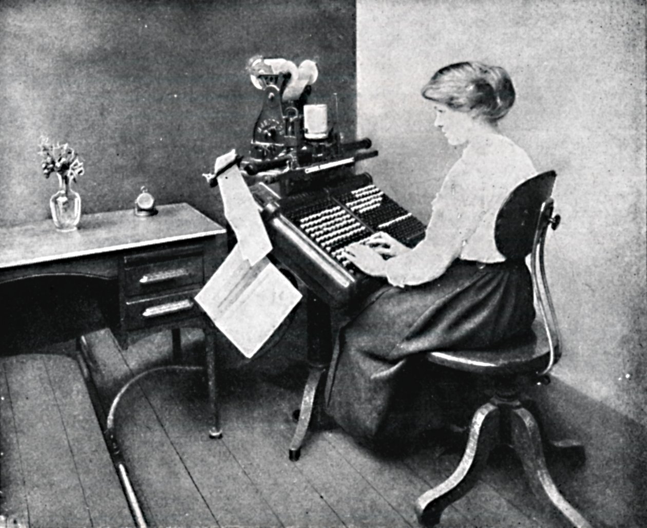 Operadora no teclado de monótipo, 1917 de Unbekannt