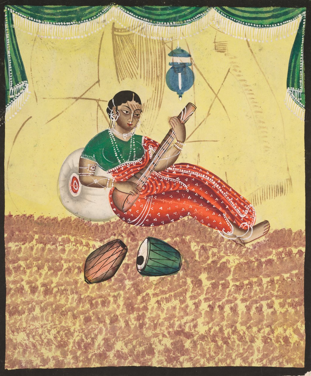 Mulher tocando música, de 1800. de Unbekannt