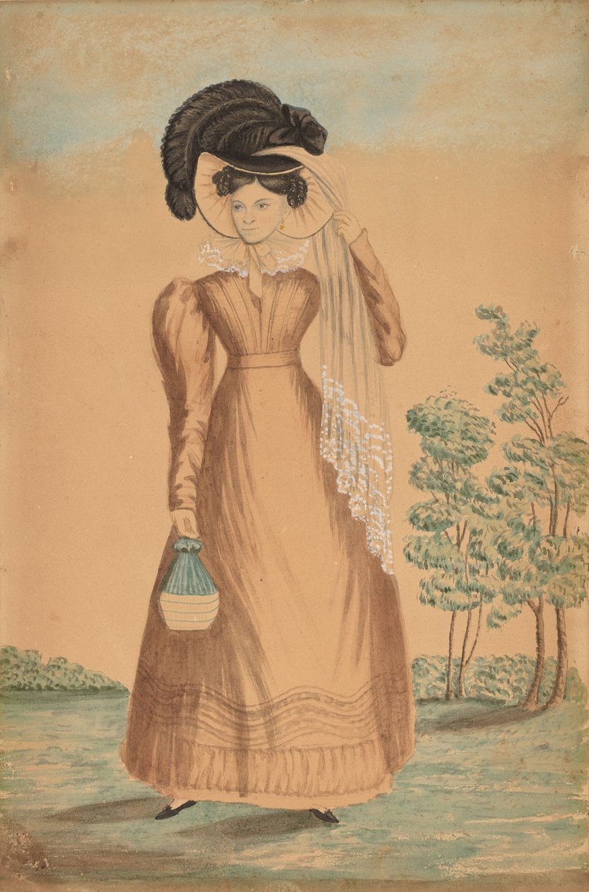 Mulher com chapéu emplumado, c. 1825. de Unbekannt