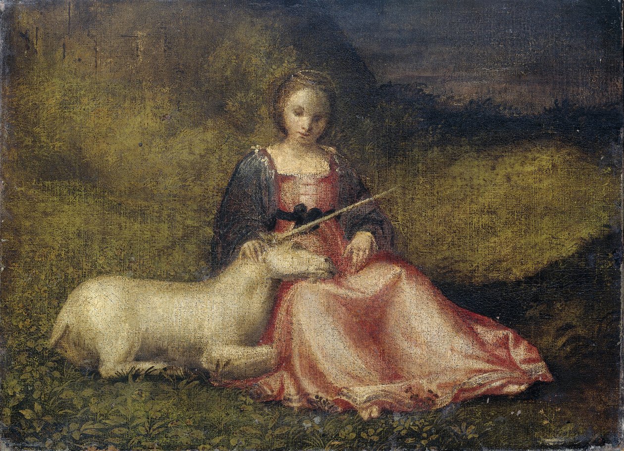 Mulher com unicórnio, c. 1510 de Unbekannt
