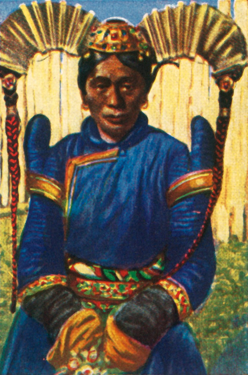 Mulher com cocar tradicional, Mongólia, c1928. de Unbekannt