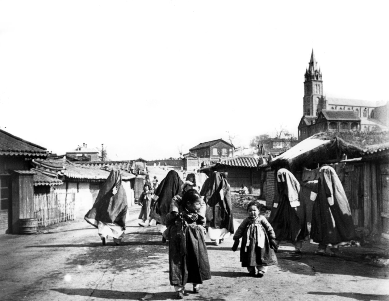 Mulheres e crianças, Nam San, Coréia, 1900 de Unbekannt