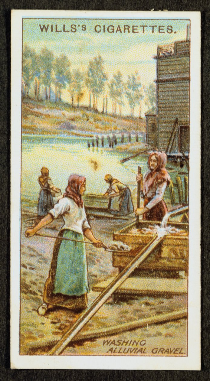 Mulheres lavando o metal precioso platina de cascalhos aluviais, Urais, Rússia, 1916 de Unbekannt