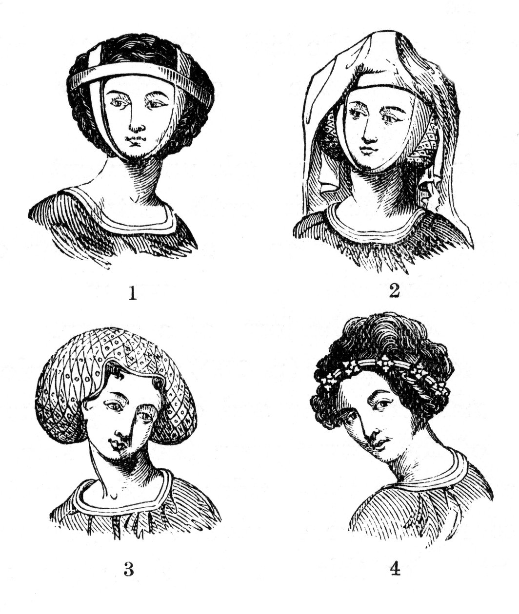 Penteados para mulheres, finais do século XIII-XIV, 1910 de Unbekannt