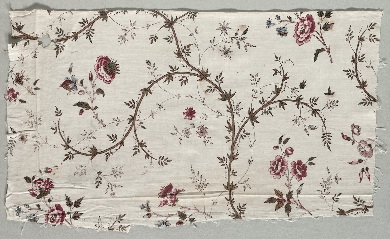 Fragmento de algodão impresso em xilogravura, 1785. de Unbekannt
