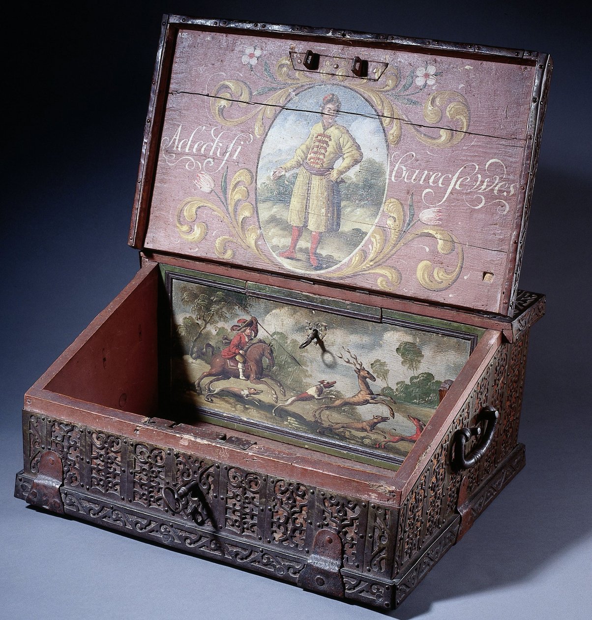 Caixa ou caixa de madeira com poptrait de Peter the Greats, ca. 1695 de Unbekannt