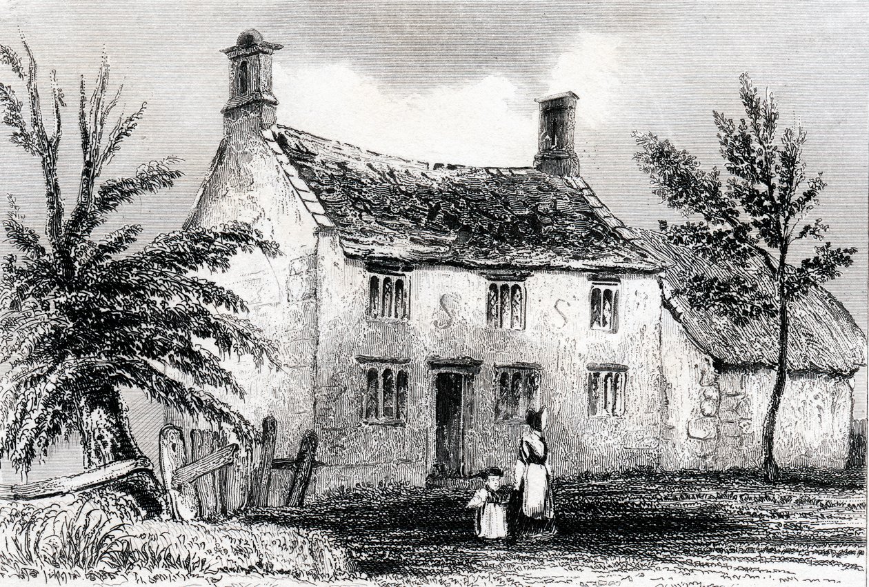 Woolsthorpe Manor, perto de Grantham, Lincolnshire, local de nascimento de Sir Isaac Newton, 1840 de Unbekannt