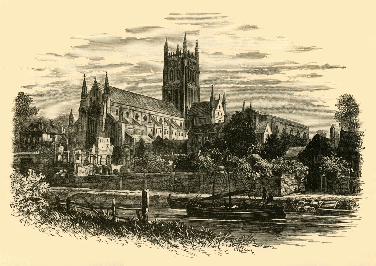 Catedral de Worcester, do rio, 1898. de Unbekannt