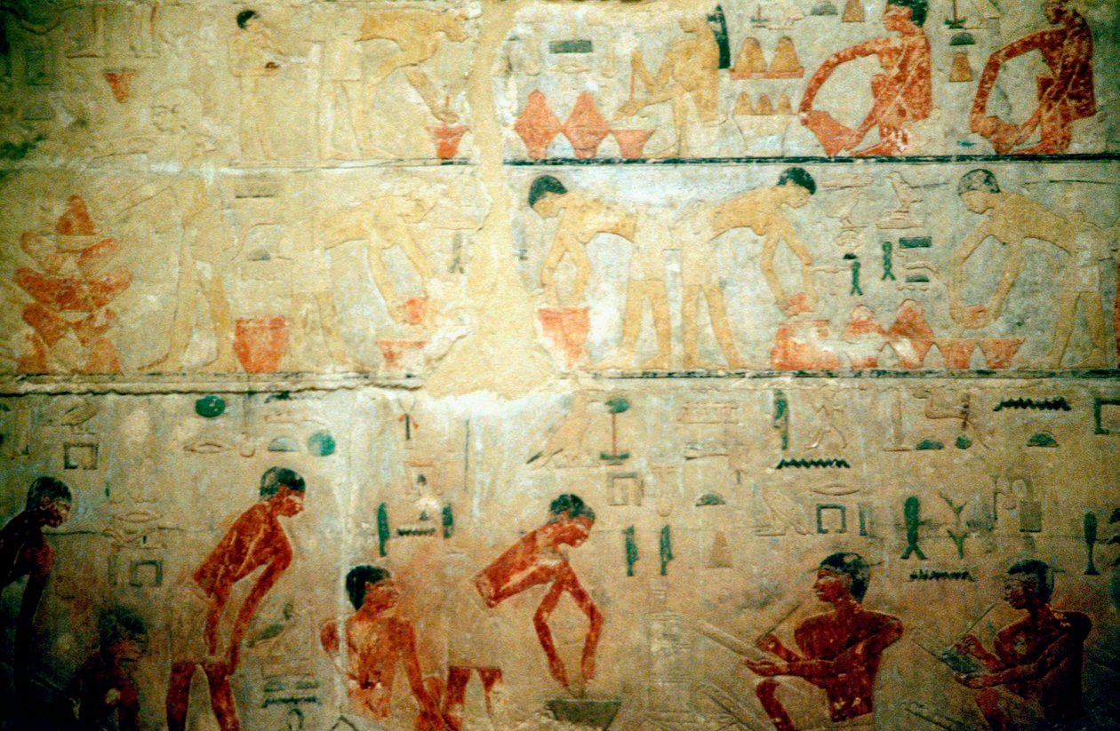 Vida profissional no Egito antigo, pintura de parede de uma tumba de artesãos em Saqqara de Unbekannt