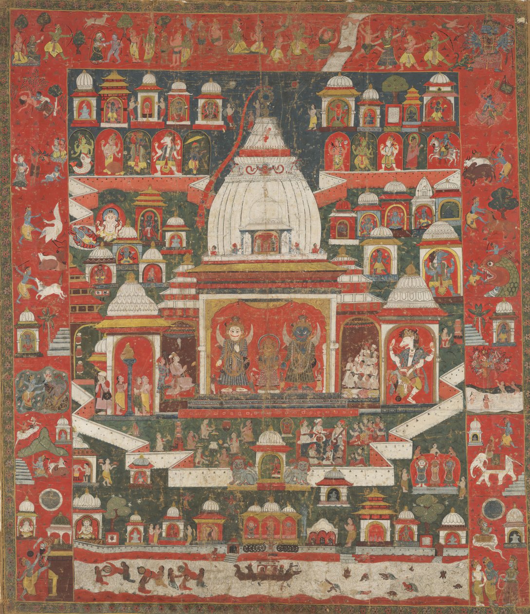 Adoração ao Senhor Jagannatha em seu templo em Puri, primeira metade do século XVIII. de Unbekannt
