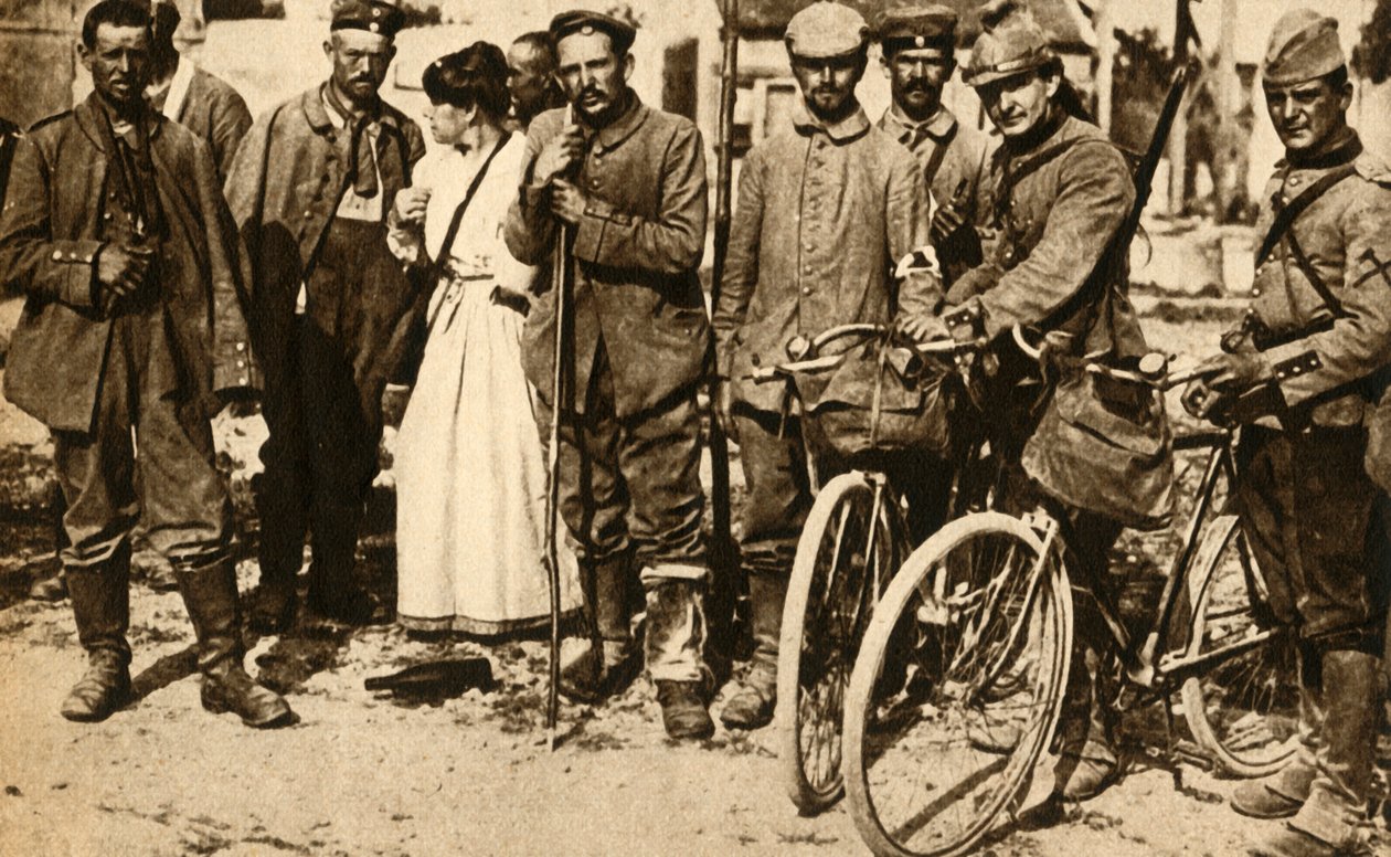 Prisioneiros alemães feridos são atendidos pela Cruz Vermelha, França, Primeira Guerra Mundial, 1914-1918, 1933. de Unbekannt