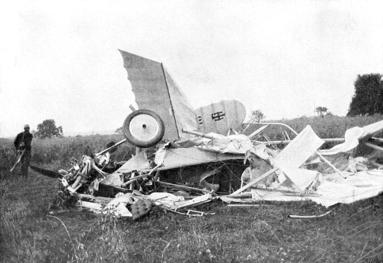 Destroços de avião no qual o piloto britânico Flight-Tenente Warneford foi morto, 1915 de Unbekannt