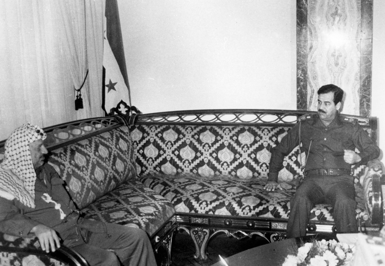 Yasser Arafat e Saddam Hussein, Iraque, 1987 de Unbekannt