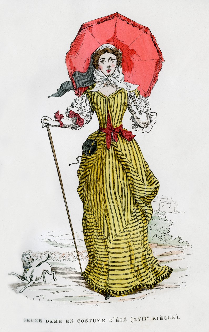 Jovem mulher na moda de verão, século XVII 1882-1884 de Unbekannt