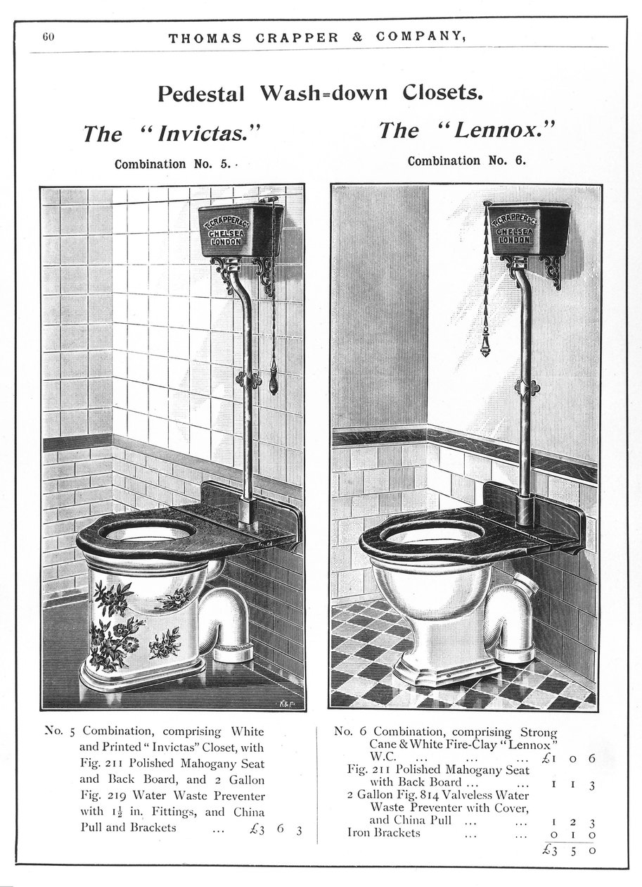 modelos de sanitários com pedestal, equipados com autoclismo de Unbekannt