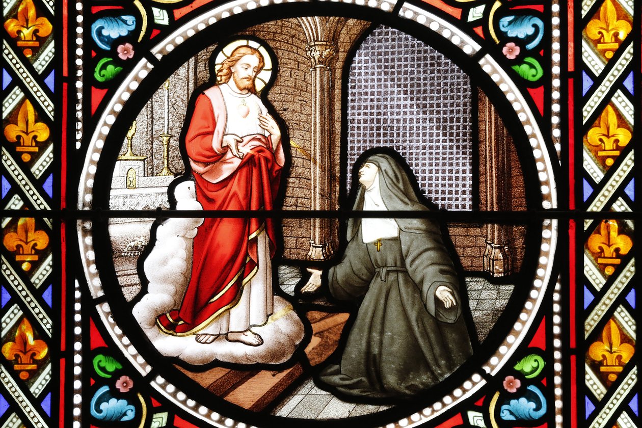 Santa Margarida Maria (Marguerite Marie) Alacoque (1647-1690) mística da Ordem de Visitação Janela de vidro manchado Paray le monial Saone et Loire de Unbekannt