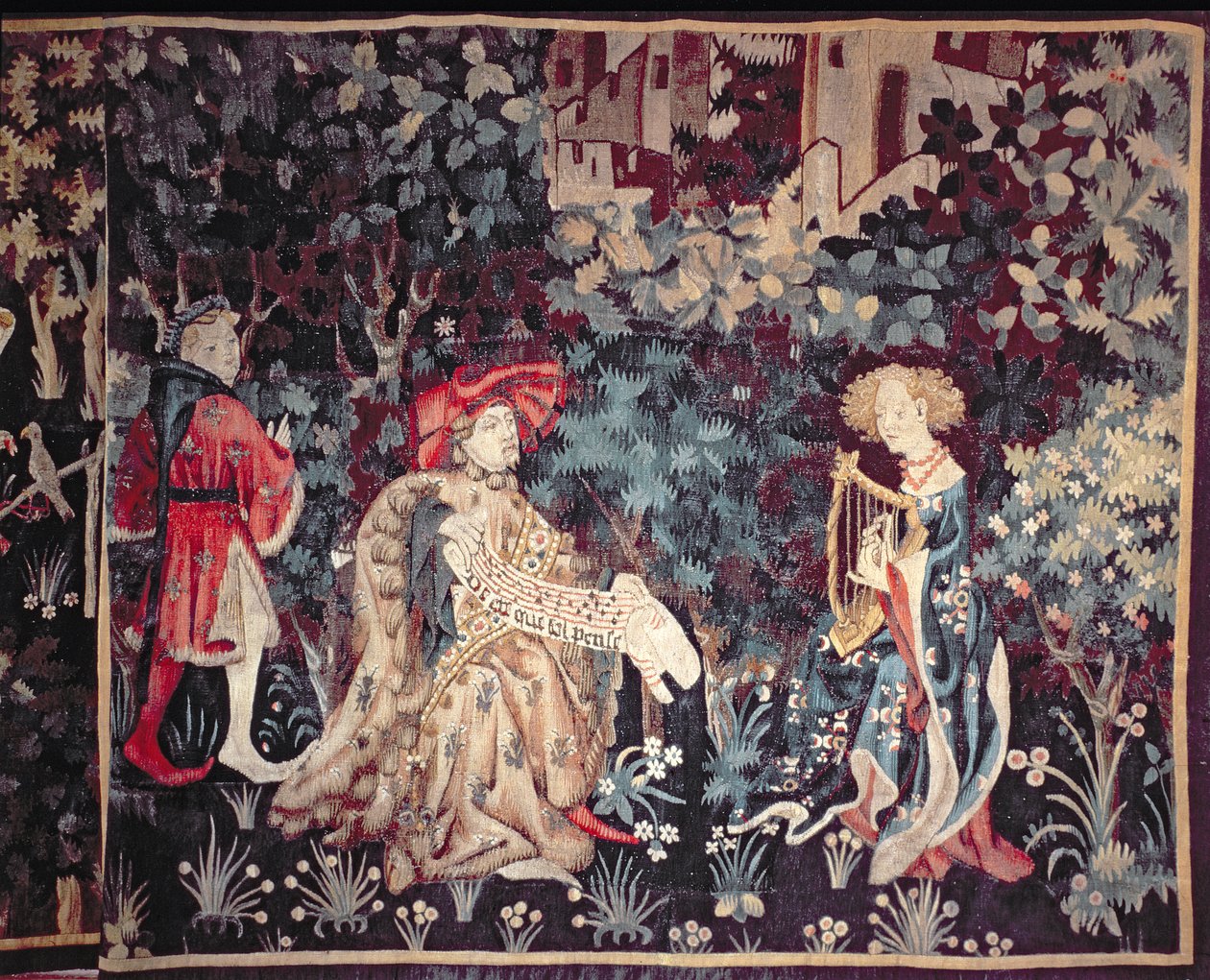 930 O Concerto, Tapeçaria de Arras, 1420 de Unbekannt Unbekannt