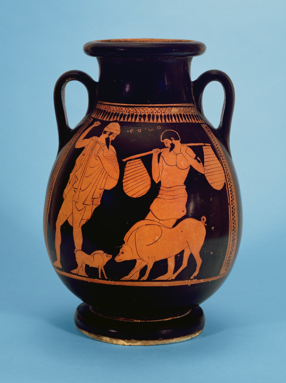 Pelike ático de figuras vermelhas: porcos, suínos e Odysseus, pelo Pig Painter, 470-60 aC de Unbekannt Unbekannt