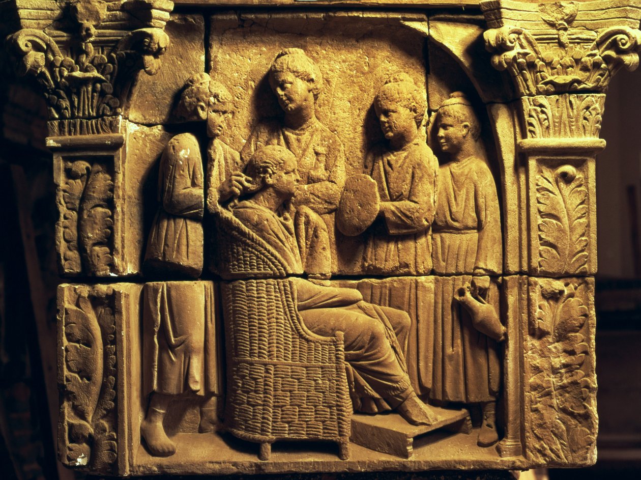 Baixo-relevo de um cabeleireiro, romano, século c.2 de Unbekannt Unbekannt