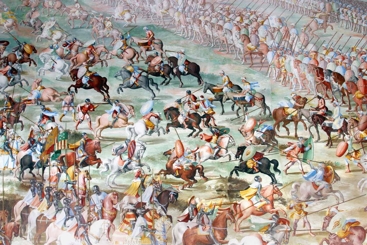 Cena de batalha, detalhe dos afrescos no Hall of Battles de Unbekannt Unbekannt