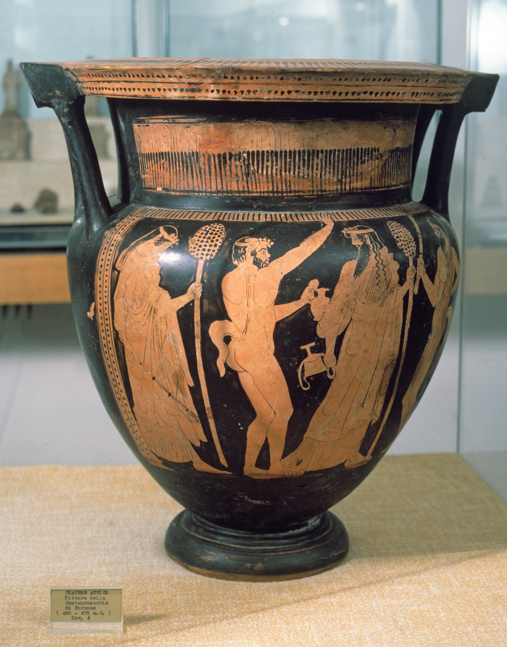 Krater de figuras negras, pelo Pintor dos Centauros, c.480-470 aC de Unbekannt Unbekannt